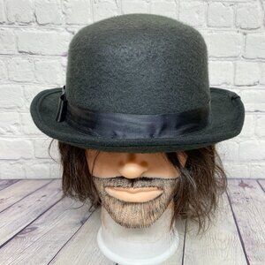 Women Round Top Hat Black Felt Ribbon Costume Cos Play Pretend Theater Play